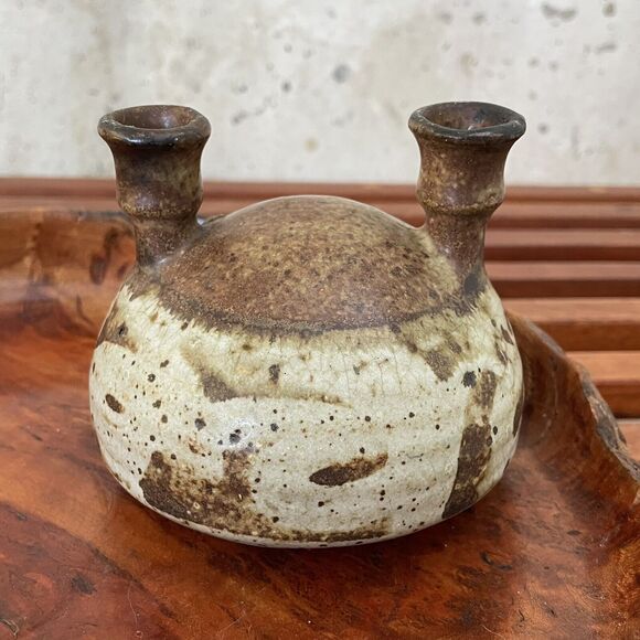 Vintage MCM 1960’s Studio Pottery Double Necked Art Vase - Picture 3 of 5